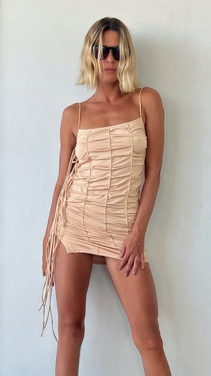 Dress Kitty beige with ties